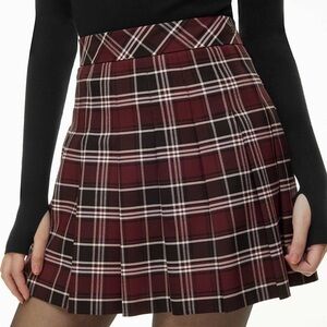 Aritzia Sunday Best Burgundy Plaid A-Line Skirt